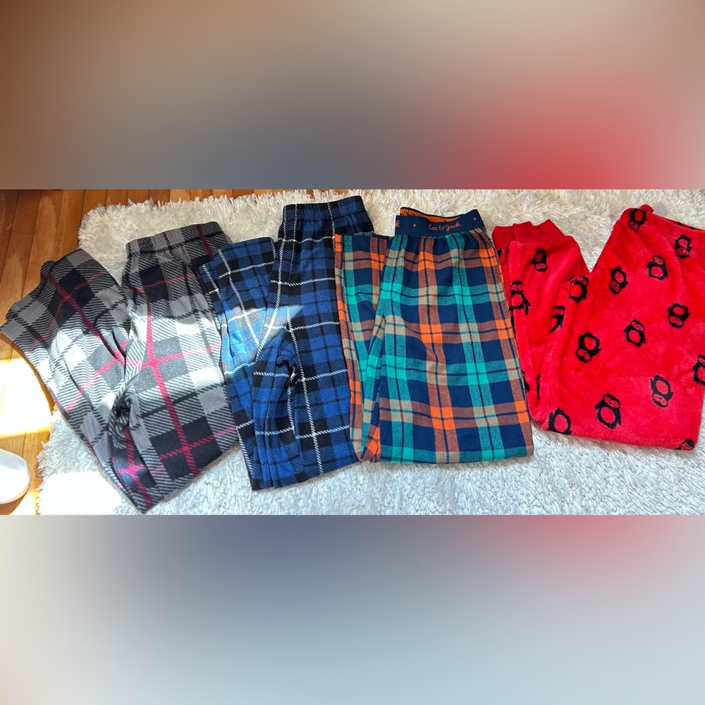 4 Pair kids PJ pants.  Size Large besides Cat & Jack is a Medium.